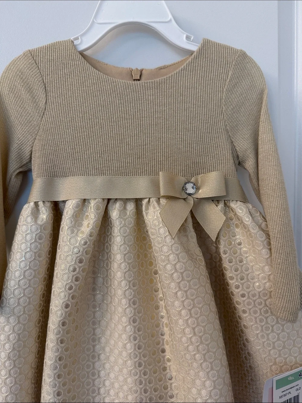 Girls Gold Dress with Bow